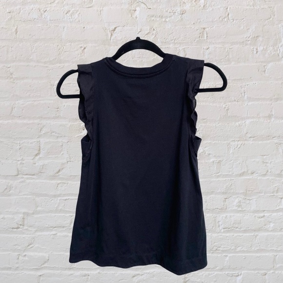 Wilfred Aritzia Ruffle Sleeve Black 100% Cotton Tank Top - Picture 3 of 7